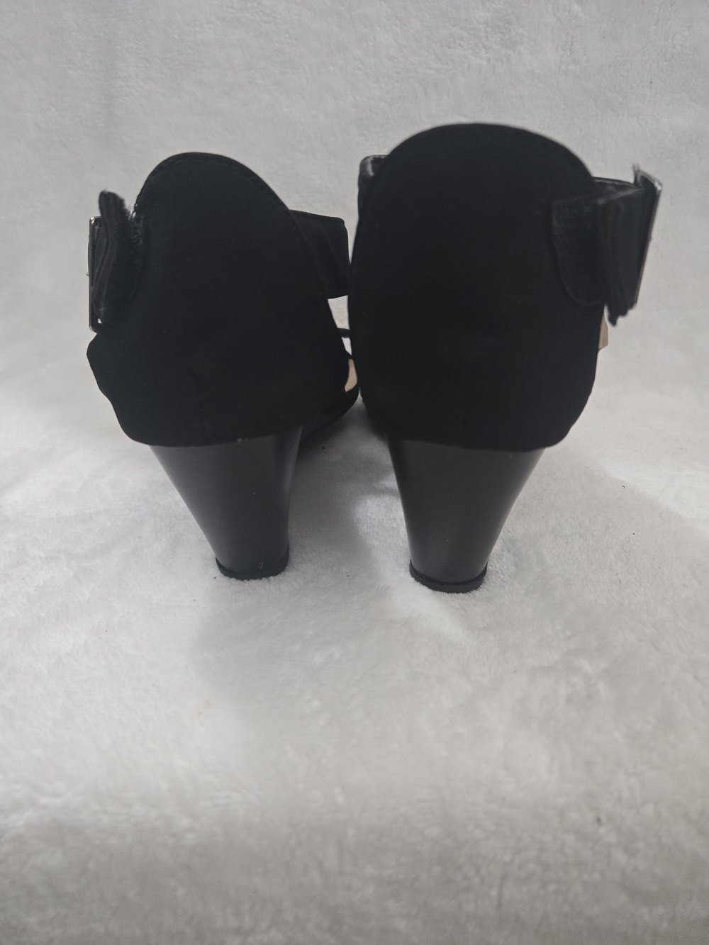 Women's Black Strappy Suede Block Heel Sandals Size 6 - Picture 3 of 6
